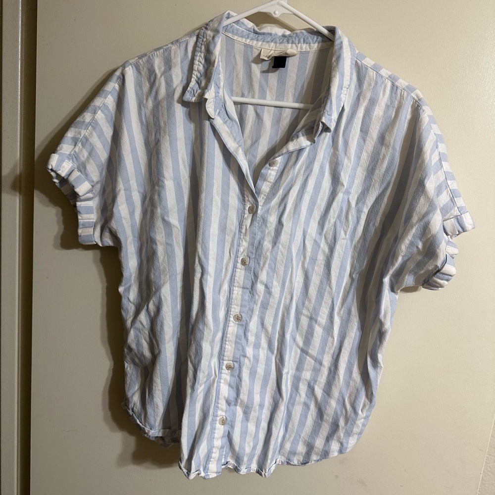 COPY - Universal thread light blue striped button down casual